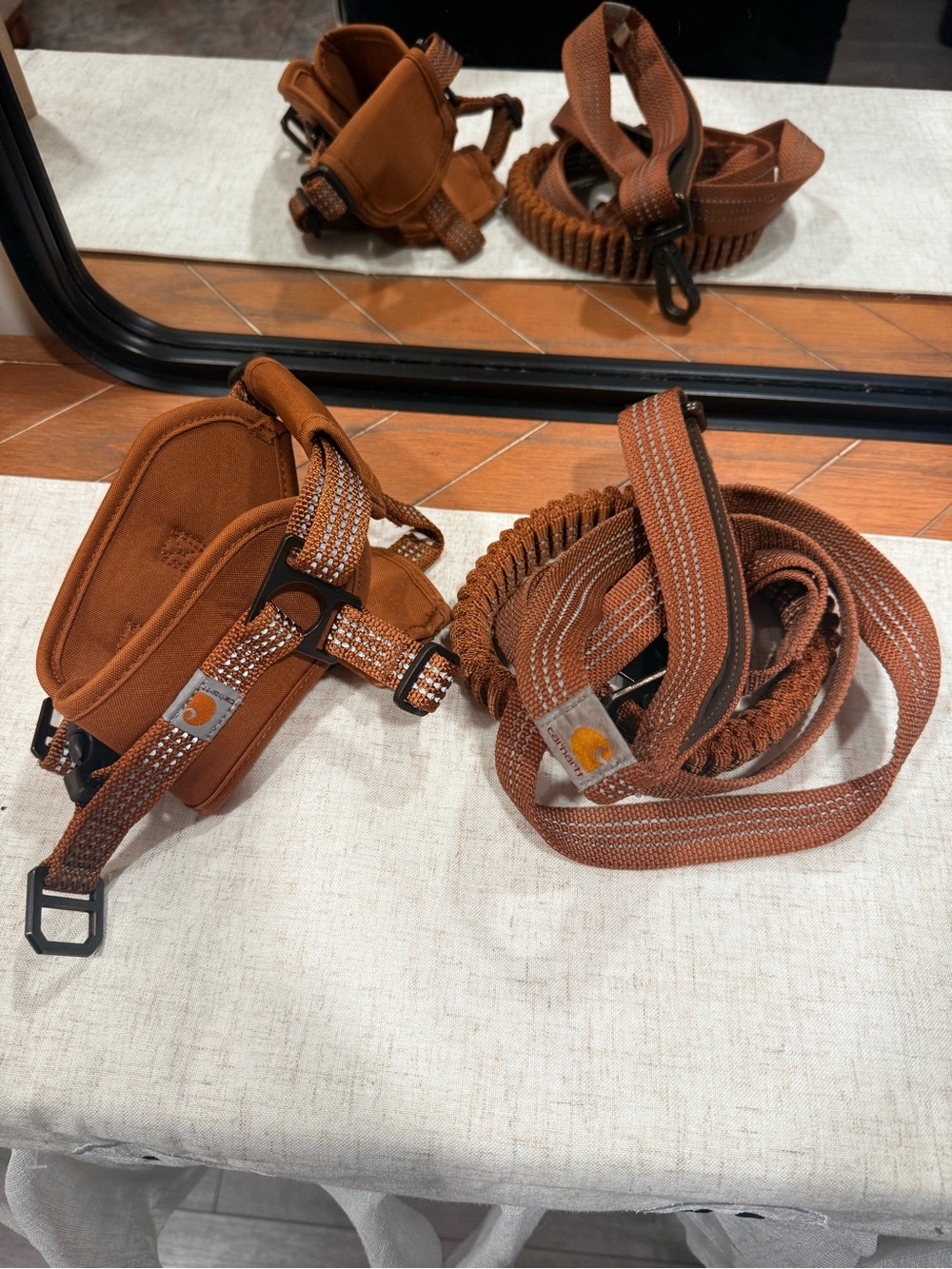 Pet Carhartt brown & tan harness and leash set